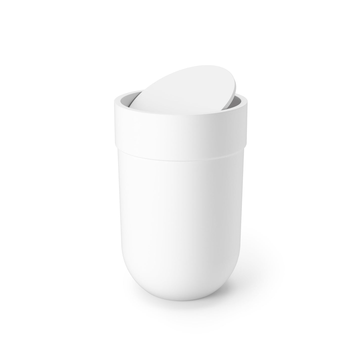 Umbra 023269-660 Touch, Small Trash, Swing Waste Basket, Garbage Can with Lid for Washroom/Bathroom, White Bath