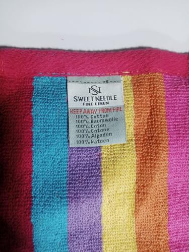 SweetNeedle Beach Towels for Adults Pack of 2 - Miami Vibe Multi Cabana Stripe Classic - 100% Cotton Terry Ringspun Pool Towel, Quick Dry, Super Absorbent Swimming large towel, 76 x 152 cm