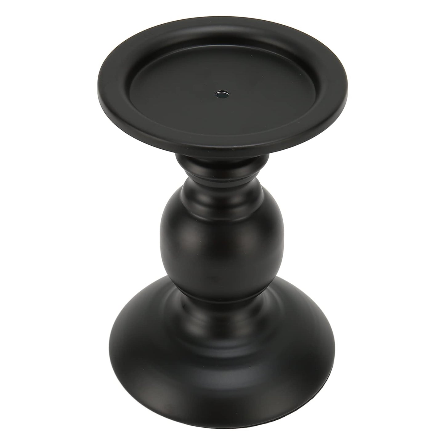 Tyenaza Pillar Candle Holder Rustproof Black Metal Iron Matte Pillar Candle Holder Ornament Dining Table Decoration for Wedding, Dining Table, Party