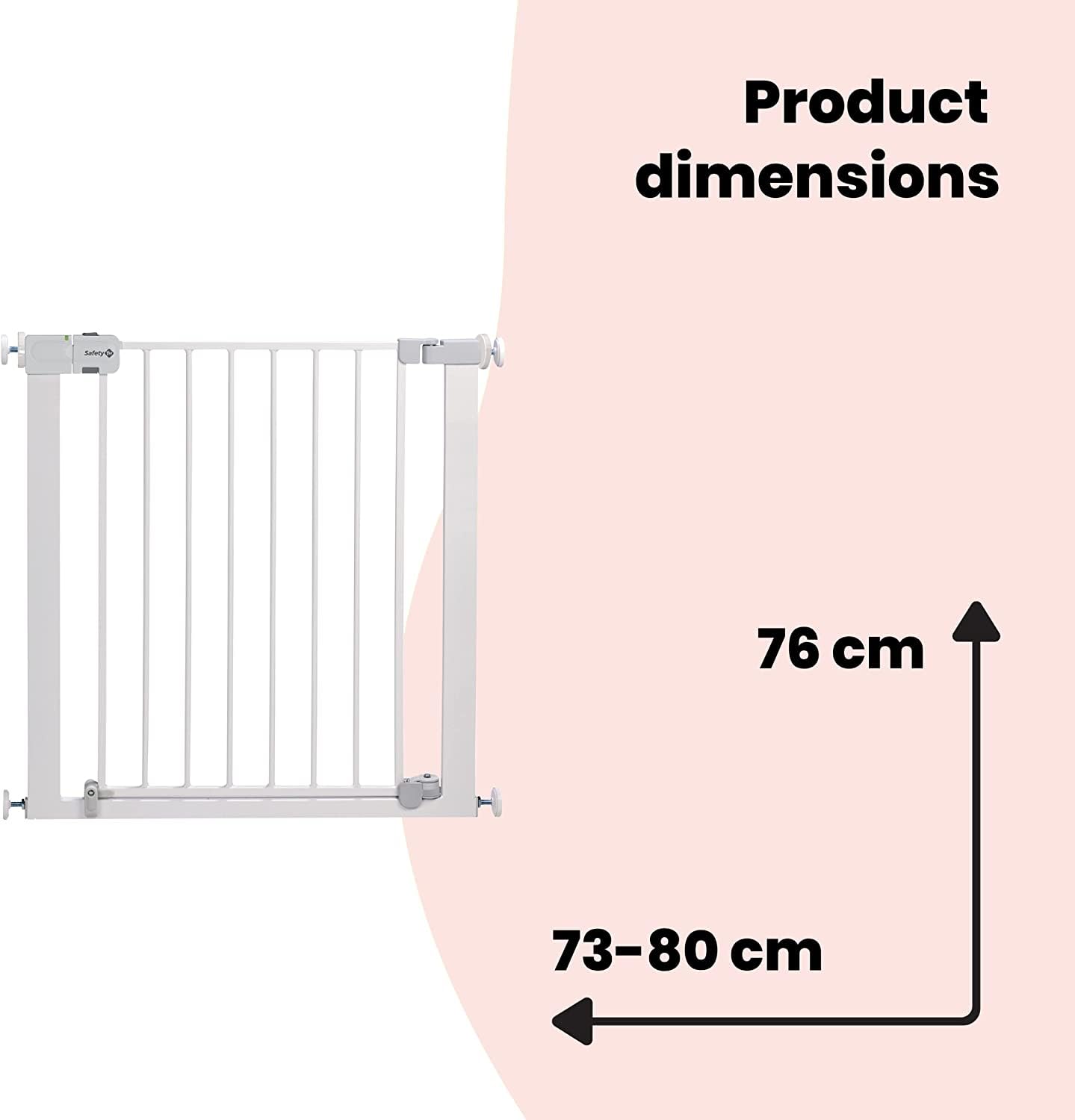 Safety 1st Auto Close Gate, Baby Stair Gate Pressure Fit, 73-80cm (max. 136cm), Automatic Closing Baby Safety Gate, One-Hand Opening, No-Screw Installation (No Drilling), Double Lock System, White