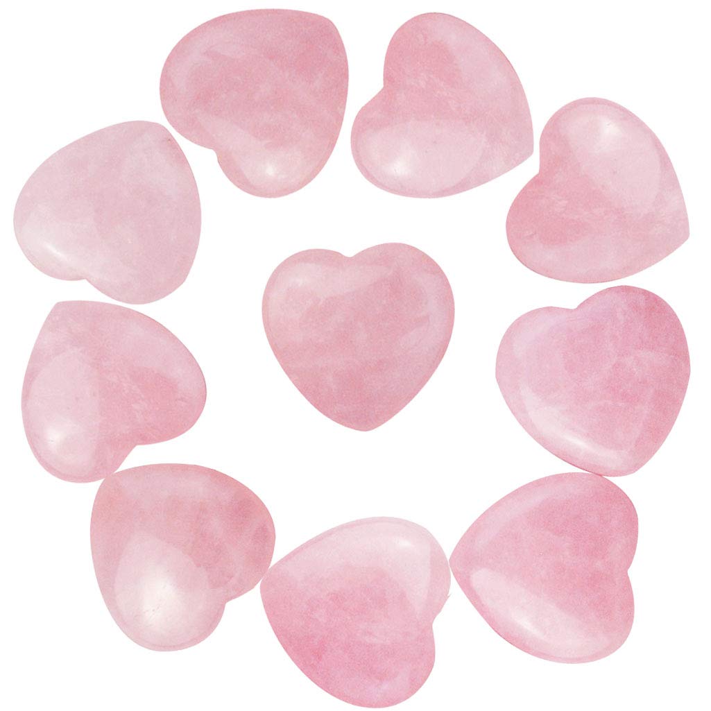 Marrywindix 10 Packs 1 Inch Healing Crystal Natural Rose Stone Heart Love Carved Palm Worry Stone Chakra Reiki Balancing