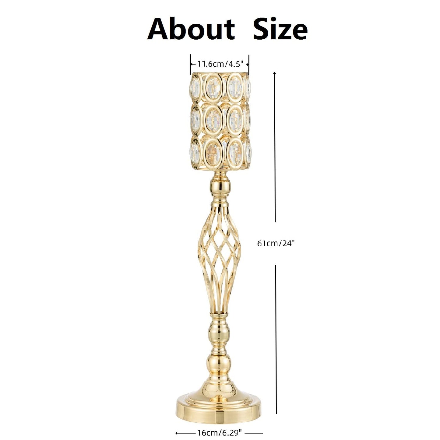 2pcs Gold Vases for Wedding Centerpieces for Tables, 24in Metal Diamond Crystal Flower Stand for Wedding Decorations for Reception Party Dining Room Living Room Decor