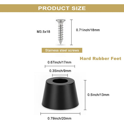 24PCS Hard Rubber Feet for Cutting Board(0.79X0.5inch), Furniture Pads with Screws, Kitchen Countertop Protectors for Boards and Appliances