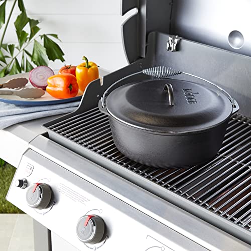 Lodge 8.52 litre / 9 quart Pre-Seasoned Cast Iron Dutch Oven / Casserole Dish (with Spiral Bail Handle), Black