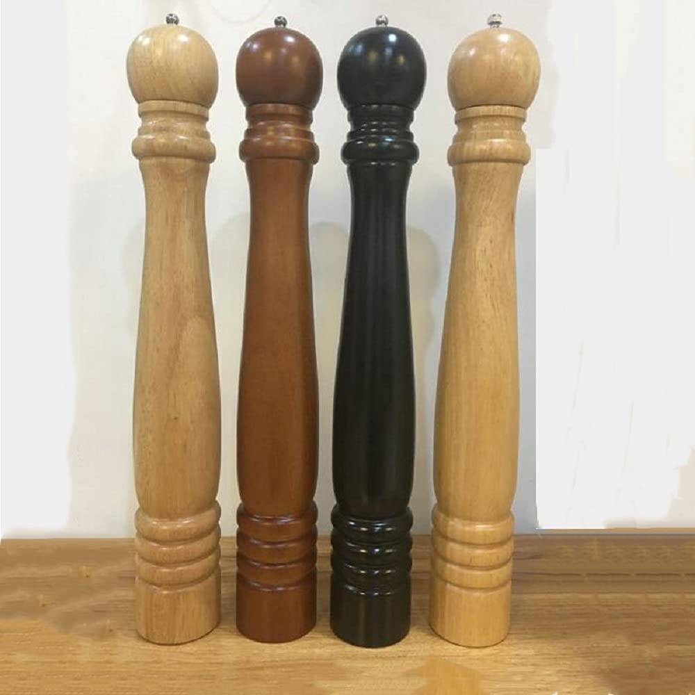 Wood Pepper Mill Hotel Salt Pepper Mill Large 20" Super Big Oak Wooden Salt and Pepper Stainless Steel Core Manual Pepper Grinder-Brown
