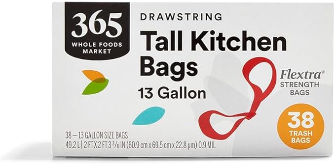 365 by Whole Foods Market, Flextra Strength Drawstring Tall Kitchen Trash Bags