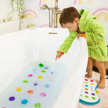 Munchkin Dandy Dots Non Slip Baby Bath Mat | Colourful Bubble Shower Mat | Bathmat with Skid-Resistant Suction Cups |Baby Essential Children's Bath Accessories