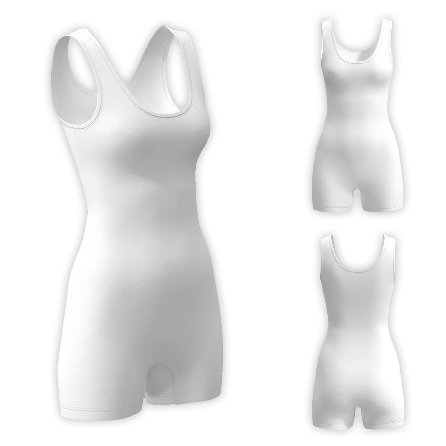 Agile Dragon Men's Wrestling Singlet, Athletic Bodysuit Uniform with Flatlock Stitching, High Compression Design (White, Adult XS)