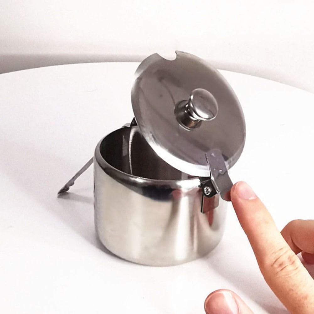 Stainless Steel Seasoning Box, Condiment Jar Spice Container with Lids and Spoons,Spice Pots Salt Container Sugar Bowl Set of 3,Storage Condiment Seasoning Jars