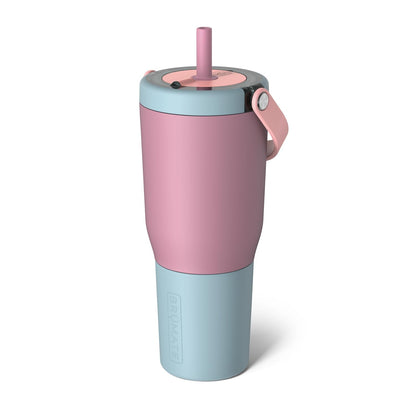 BrüMate Resa 35oz 100% Leakproof Travel Tumbler with Handle & Straw | Flexible SoftSip Straw | Silicone Sleeve for Durability | Stainless Steel | Cup Holder & Travel Friendly Water Bottle | (Eclipse)