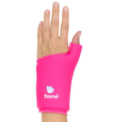 FOMI Wrist Solid Gel Ice Pack | Hot Cold Hand and Thumb Compression Sleeve Wrap for Carpel Tunnel, Arthritis, Tendonitis, Bruises, Swelling, Sports Injuries Pain Relief (Pink - Small/Medium)