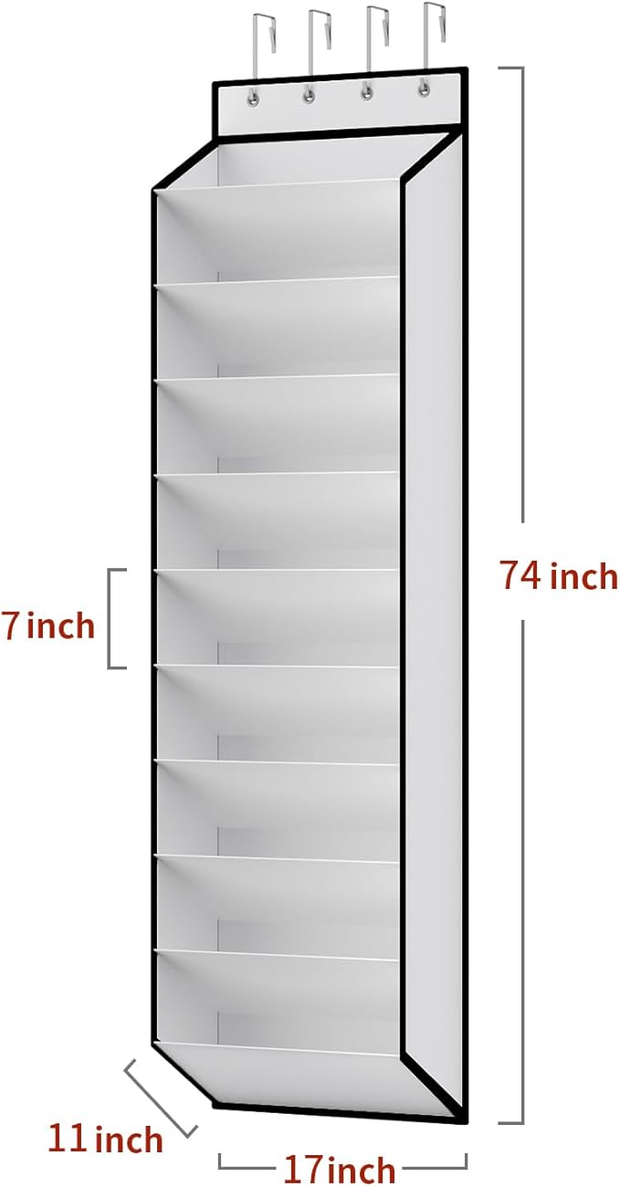 KEEPJOY 10 Tiers White Over Door Shoe Organizer Storage, Hanging Shoe Holder