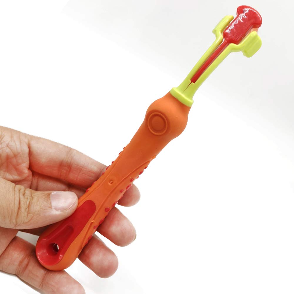 TIHOOD Three Sided Pet Toothbrush Dog Brush Addition Bad Breath Tartar Teeth Care Dog Cat Cleaning Mouth (Blue,Orange,purplr and White)