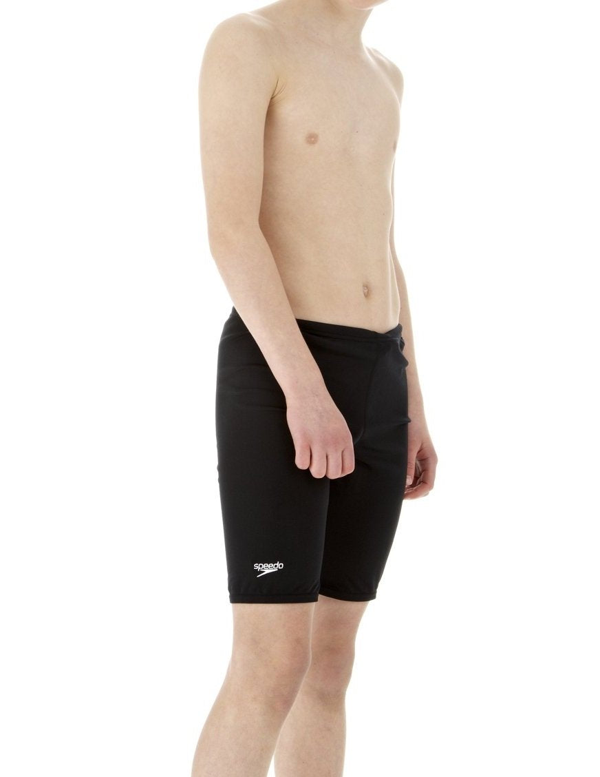 Speedo Boys Endurance+ Jammer Swimming Trunks | Training | Chlorine Resistant | Quick Drying | Stretch Fabric | Comfort Fit, Black, 11-12