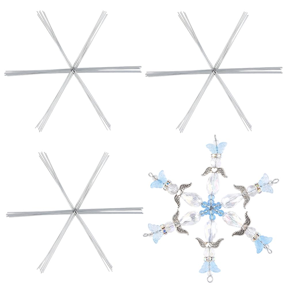 SUNNYCLUE 30Pcs Snowflake Wire Frames Snowflake Forms Bulk Silver Iron Christmas Decor Alloy Holiday Winter Xmas Bead Ornaments Wire for Making Party Decorations DIY Crafting Supplies Beading Project