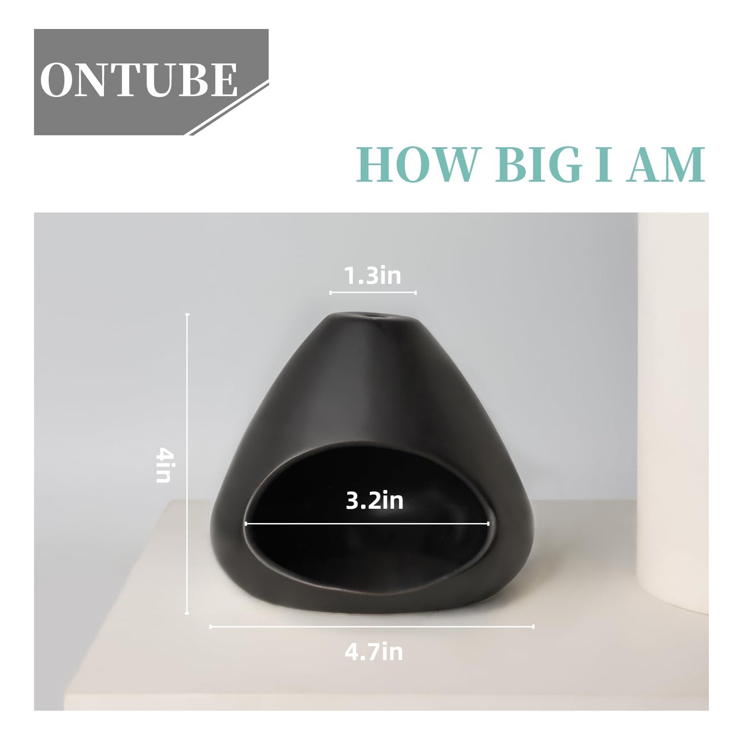 Ceramic Palo Santo Holder, Modern Incense Burner, Smudge Bowl (Black)