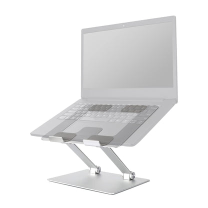Amazon Basics Sturdy and Portable Ergonomic Laptop Stand for Desk, Adjustable Riser, Fits all Laptops and Notebooks up to 17.3 Inch, Silver, 10 x 8.7 x 6 in