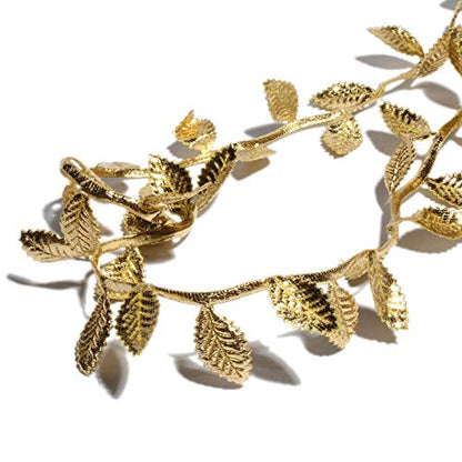 BASOKAN Gold Leaves Leaf Ribbon Trim Rope - 20 Yards - for Garland DIY Crafts and Party Wedding Home Decorations (Gold)