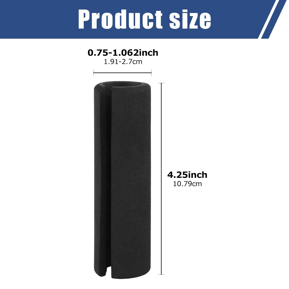 4 Pcs Universal Foam Handle Cover with Hook and Loop Straps,4.25 Inch Soft Buffer Tube Cover Pad Handle Covers for Fitness Home Lawn Bicycle Motorbike Handlebar Replacement(Color:Black)