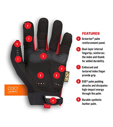 Mechanix Wear - M-Pact Work Gloves (Large, Black/Red)