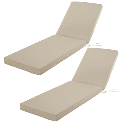 Comcaver Outdoor Chaise Lounge Cushion Set of 2, Fadesafe Water-Repellent Lounge Deck Reclining Chair Cushions for Patio Furniture Lawn Pool Resort Hotel, 80x26x3 Inch, Cream