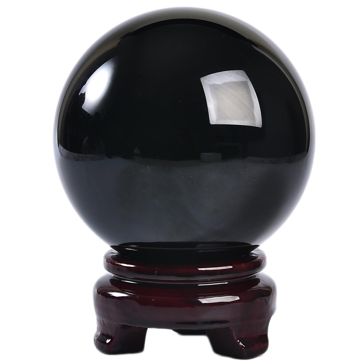 MOGEMT Large Black Obsidian Crystal Ball with Stand Healing Crystals Sphere for Meditation, Divination, Witchcraft 110-120mm/4.3-4.7"