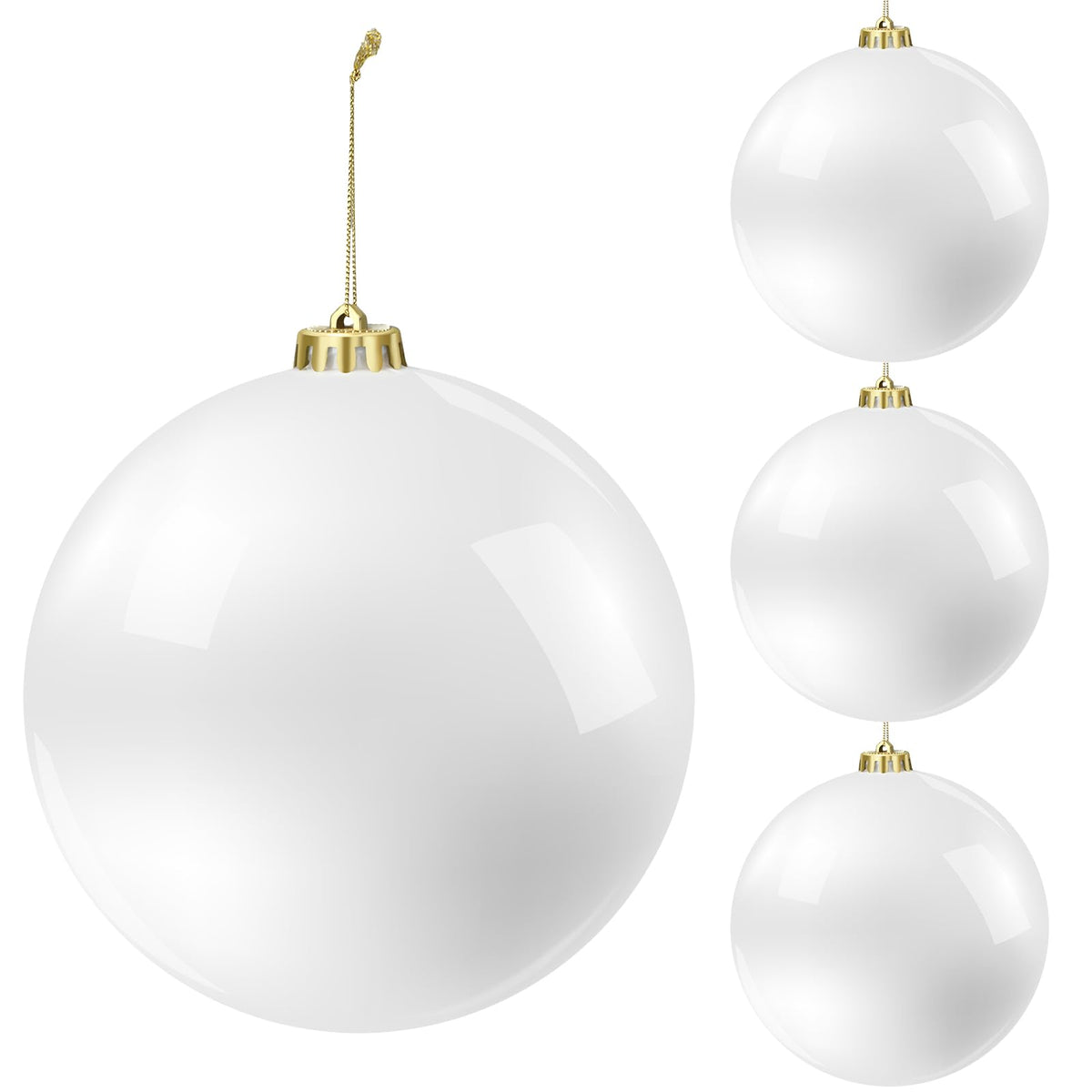 Hiboom 4 Pcs Christmas Ball Ornaments Plastic 6 Inch Christmas Tree Decoration Balls Large Xmas Decorative Hanging Ornament for Home Outdoor Outside Holiday Lawn Yard Party Supplies(White)