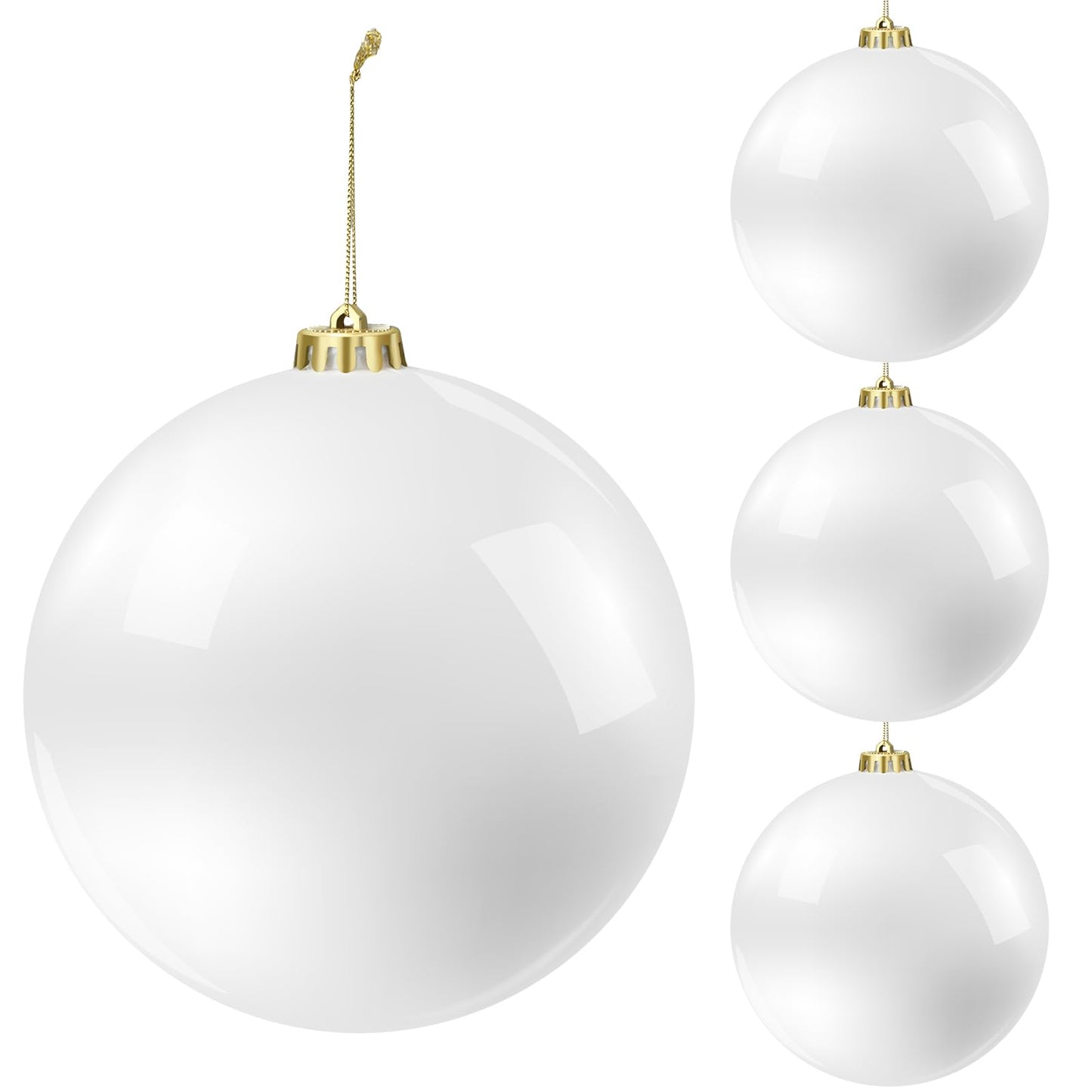 Hiboom 4 Pcs Christmas Ball Ornaments Plastic 6 Inch Christmas Tree Decoration Balls Large Xmas Decorative Hanging Ornament for Home Outdoor Outside Holiday Lawn Yard Party Supplies(White)