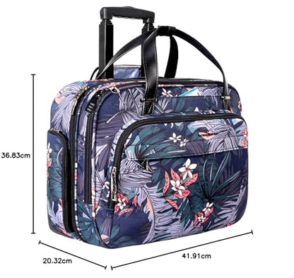 VANKEAN Rolling Laptop Case for Women, Premium Rolling Travel Luggage Bag Fits Up to 15.6 Inch Laptop Carry on Briefcase Water-Proof Overnight Rolling Computer Bags with RFID Pockets