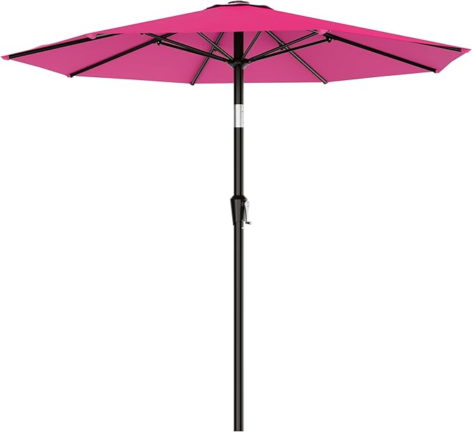 AreShark 9 FT Patio Umbrella for Outdoor, Outdoor Table Umbrella with Push Button Tilt and Crank, Outdoor Patio Umbrellas with 8 Sturdy Ribs for Market, Garden, Pool (Rose Pink)