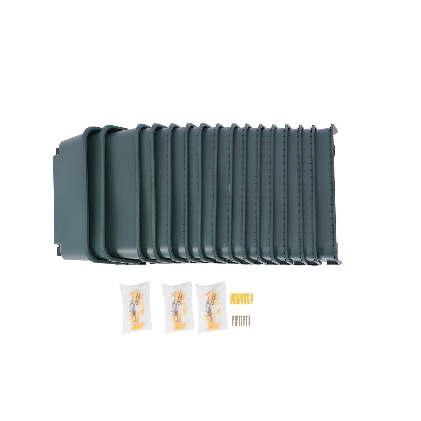 Liffshsy Vertical Wall Planter, Wall-Mounted Living Garden Planter with 16 Plastic Pots Stackable Wall Hanging Flower Pot Clasp Design for Vegetables Flowers (Army Green 16)