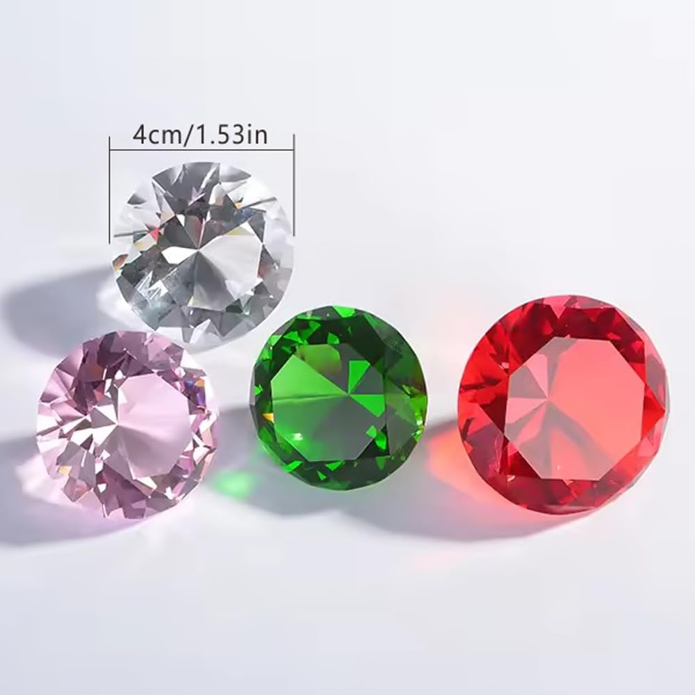 12PC 40mm (1.5 in) Crystal Diamond Paperweight Pirate Gems Birthstone Table Decorations Christmas Centerpiece Party Favors Idea Gift