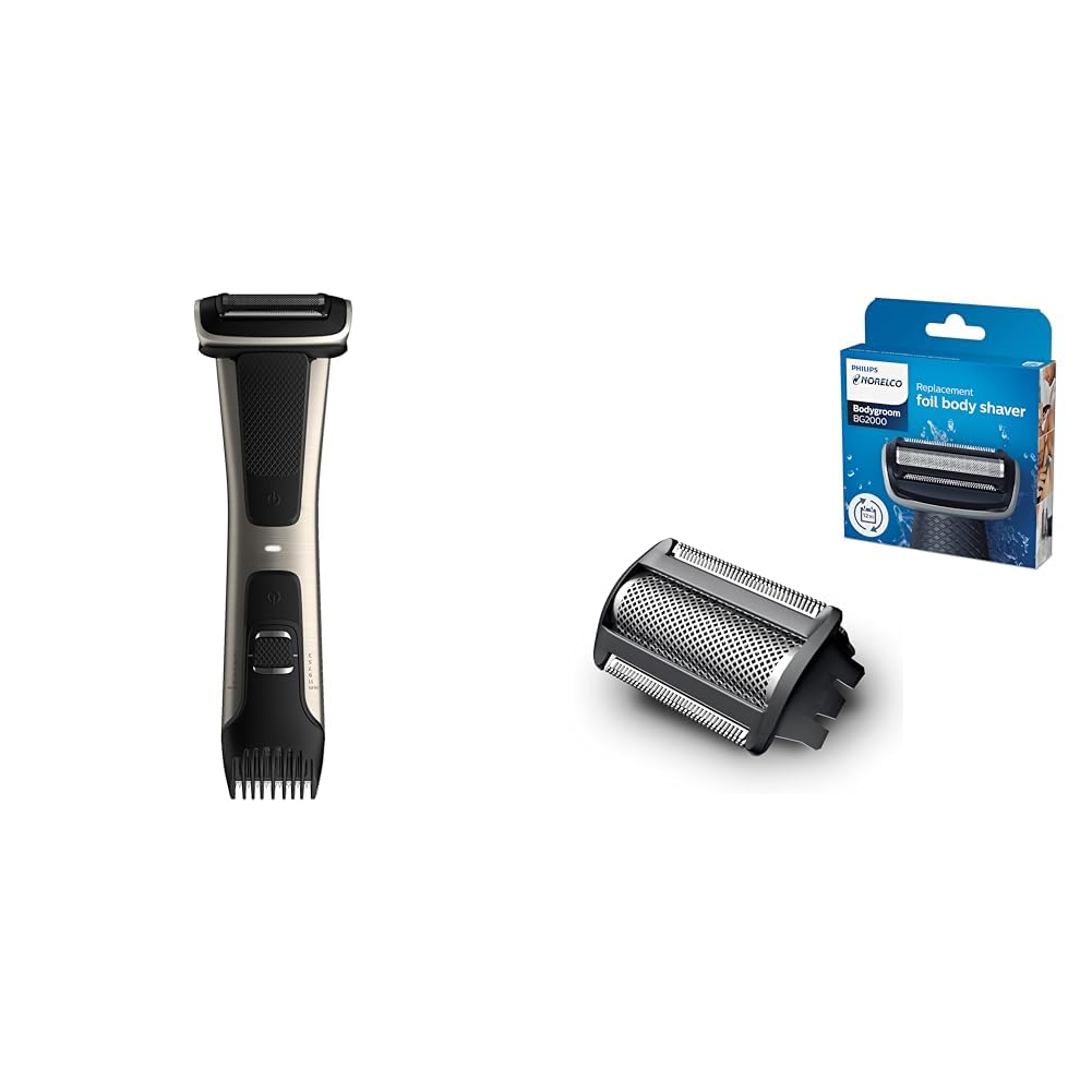 Philips Norelco Body Groomer 7000 Series, Men's Whole Body Groomer, Contour-Following 2D Flexing Head, Triple Protect Shave System & Intimate Body Hair Trimmer, 100% Showerproof, BG7480/50