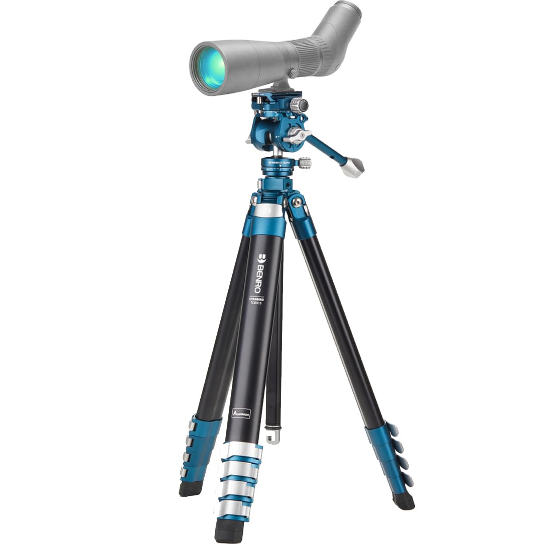 Benro CyanBird Pro Aluminum Lightweight Tripod Kit for Birding & Wildlife for Scopes, Binoculars & Photography, Ball Head, Adjustable Legs, Arca-Swiss Plate, Flip Locks, 61" Max Ht, 8.2lb Payload
