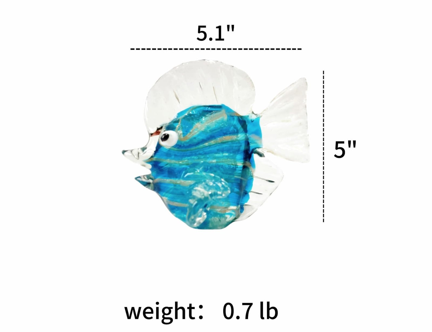WF Hand Blown Glass Sculpture, Glass Fish Figurines Tropical Fish Sea Animal Figurine Collection Home Tabletop Decoration Ornaments - for Birthday Wedding and The Holiday Party
