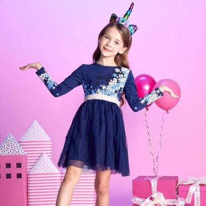 VIKITA Toddler Girl Dress Winter Long Sleeve Tutu Party Dresses for Girls 3-7 Years, Knee-Length (LH4583, 4T)