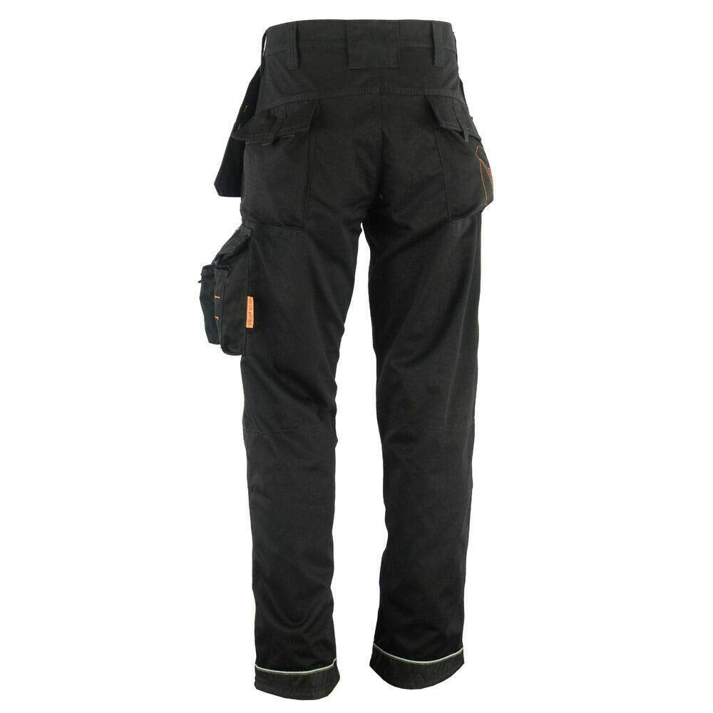 WrightFits Men Holster Work Trousers Black - Heavy Duty Safety Combat Cargo Pants - Multi Pockets - Knee Pad Pockets - Triple Stitched - Durable Workwear (32W X 29L)