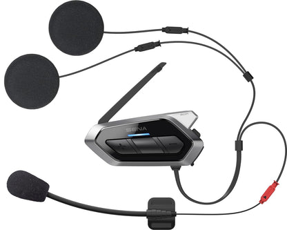 Sena 50R 3-Button Motorcycle Bluetooth Headset w/Sound by Harman Kardon Integrated Mesh Intercom System Premium Microphone & Speakers, Dual Pack