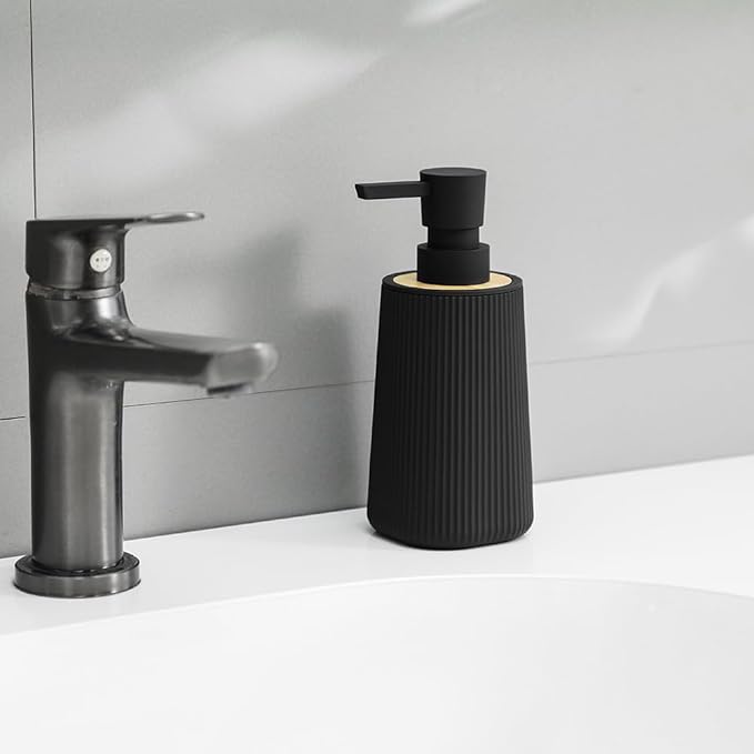 Small Soap Dispenser for Bathroom and Kitchen, Modern Farmhouse Striped Style
