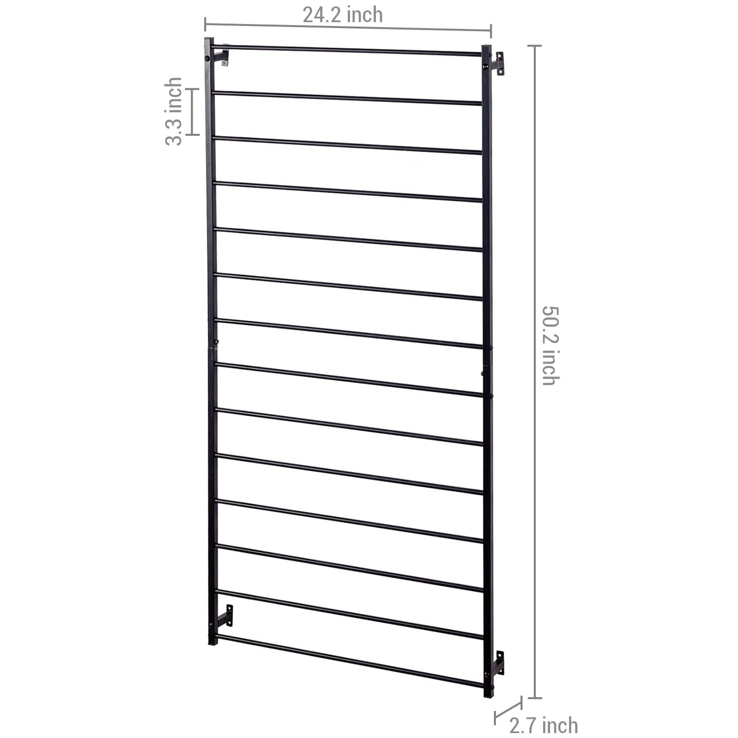 MyGift Wall Mounted Metal Garden Trellis for Climbing Plants Vines & Ivy, Matte Black Outdoor Panel with 14 Support Bars Outdoor Hanging Support Frame – No Assembly Required