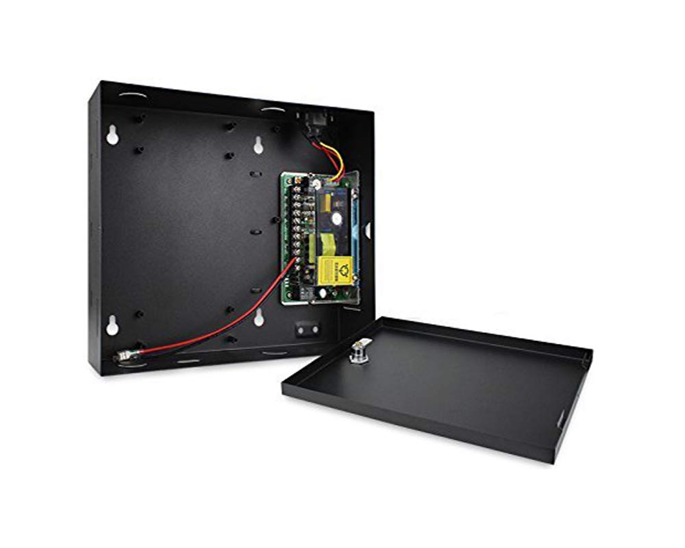MENGQI-CONTROL 4 Doors Access Control Security Kits with North American ANSI Standard Strike Lock 110V Power Supply Box RFID Reader RFID Card & Key Fob TCP/IP Based Phone APP Remotely Open Door