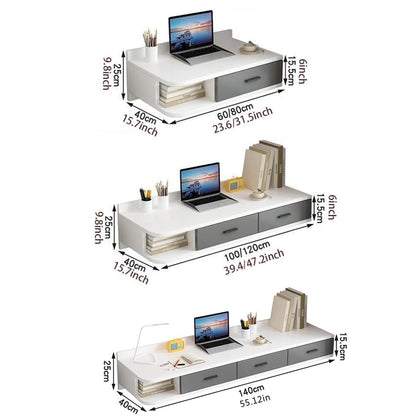 Sxlawesom Wall Mounted Desk, Floating Vanity Makeup Table with Drawer, Space-Saving Wall Organizer Computer Desk for Home Office(White Gray,60x40x25cm)