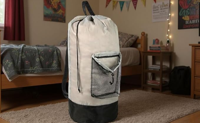Laundry Bag Backpack with Shoulder Straps and Mesh Pocket Laundry Backpack