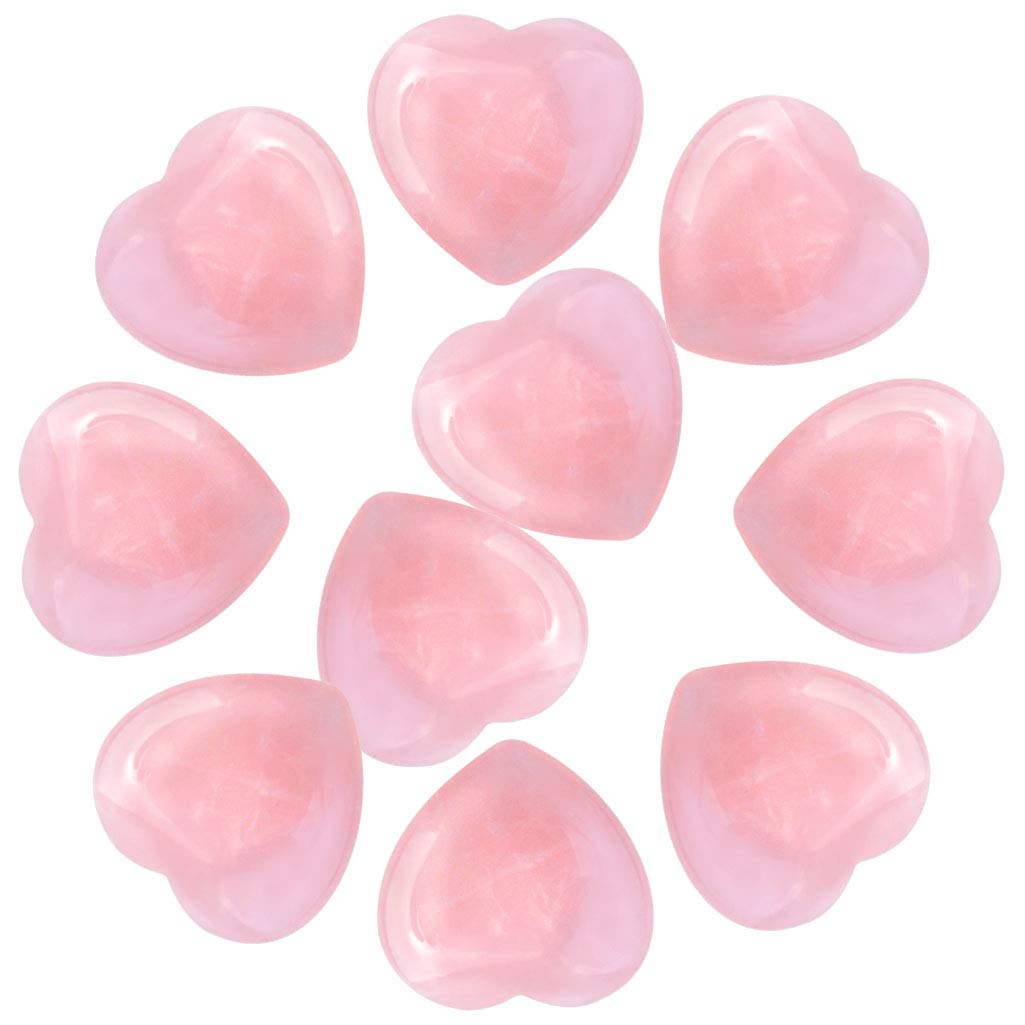 Marrywindix 10 Packs 1 Inch Healing Crystal Natural Rose Stone Heart Love Carved Palm Worry Stone Chakra Reiki Balancing