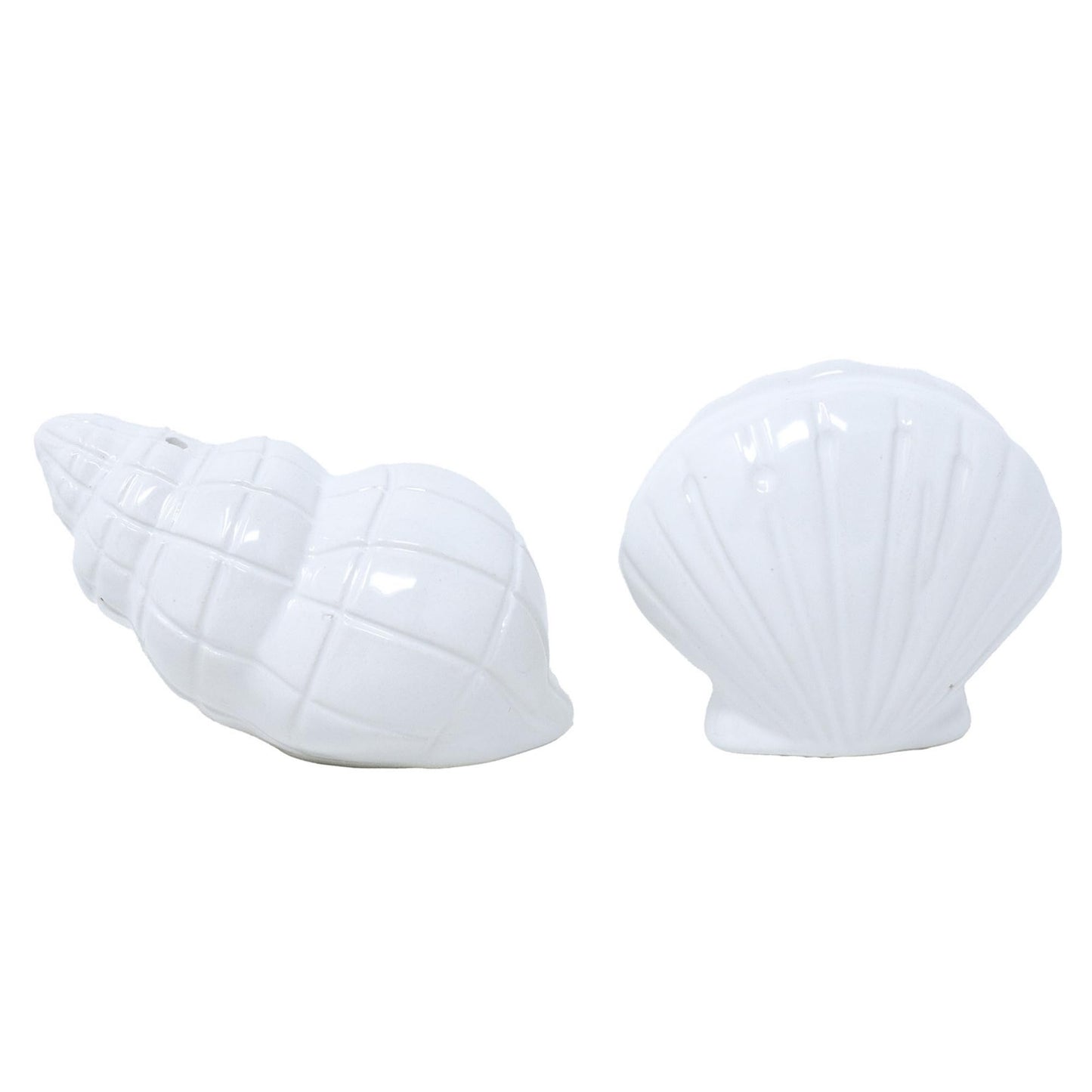 Lilly Pulitzer Ceramic Shell Salt and Pepper Shakers Set, White Conch & Scallop Design, Decorative Coastal Kitchen Tabletop Décor (Resort White)