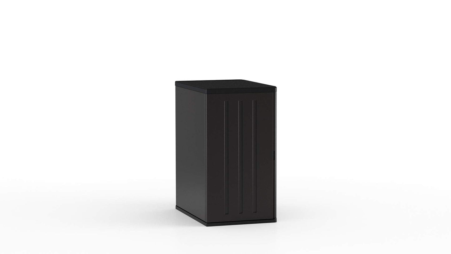 Suncast Commercial Heavy-Duty 9 Cubic Ft. Resin Storage Cabinet with Lockable Handles, Adjustable Metal-Reinforced Shelves for Garage or Workspace, Black, Made in The USA