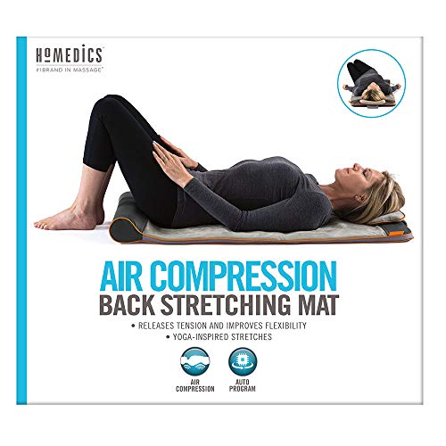 HoMedics Body Flex Back Stretching Mat with Heat, 6 Stretching Programs and 3 Intensity Levels with Removable Memory Foam Pillow for Full Body Coverage, Portable for Yoga, Athletes, Home Gym
