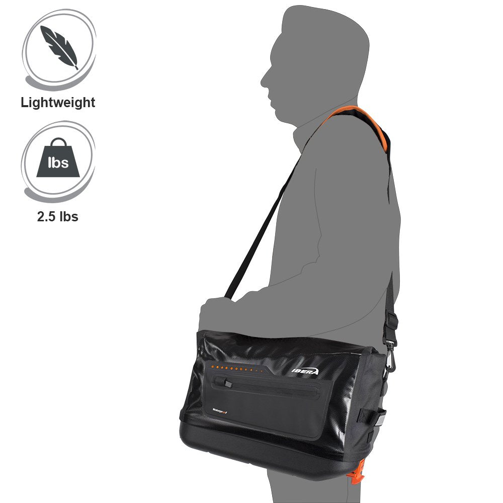 Ibera Bike Trunk Bag - PakRak Clip-On Quick-Release Waterproof Bicycle Commuter Bag (Black)