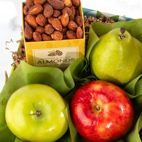 A Gift Inside Classic Fresh Fruit Basket Gift with Crackers, Cheese and Nuts for Holiday, Thank You, Birthday, Get Well, Anniversary, Corporate