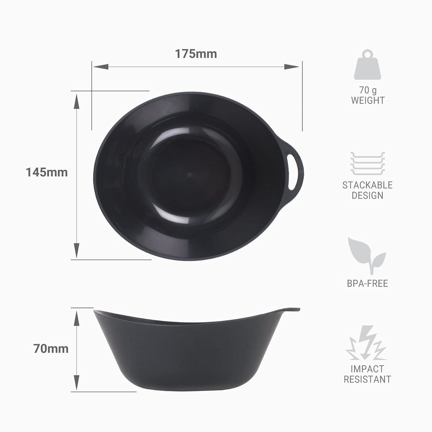 Lifeventure Ellipse Reusable 4-Piece Tableware Set: Knife/Fork/Spoon, Plate, Bowl, Mug For Camping, Travel & Outdoor - Graphite